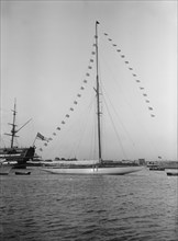 'Istria' moored with dressing flags, 1912.  Creator: Kirk & Sons of Cowes.