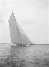 The 15 Metre class sailing yacht 'Paula III', 1913. Creator: Kirk & Sons of Cowes.