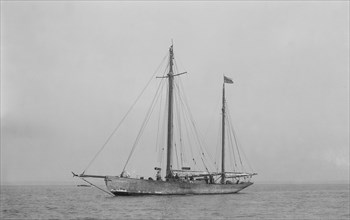 The ketch 'Ficha' at anchor, 1922. Creator: Kirk & Sons of Cowes.