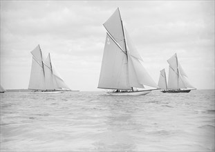 The Big Class yachts 'Valdora', 'The Lady Anne' and 'Margherita' starting the King's Cup race, 1913. Creator: Kirk & Sons of Cowes.