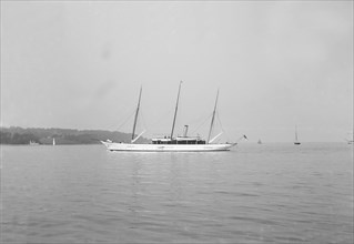 The three mast steam yacht 'Aries'. Creator: Kirk & Sons of Cowes.