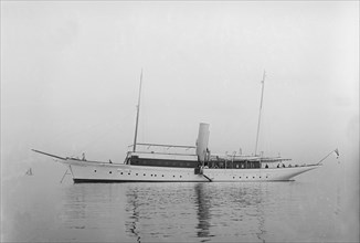 The steam yacht 'Lady Calista' at anchor, 1910. Creator: Kirk & Sons of Cowes.