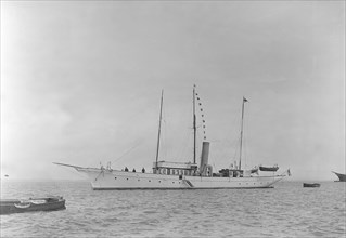The steam yacht 'Sea Fay' at anchor, 1921. Creator: Kirk & Sons of Cowes.