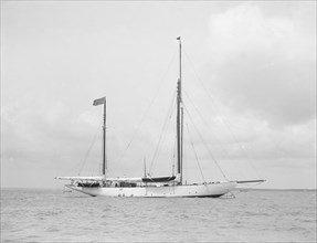 The ketch 'Xarifa' (renamed 'Verona') at anchor, 1912. Creator: Kirk & Sons of Cowes.