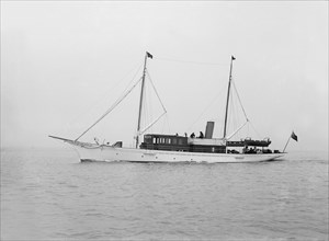The 49 ton steam yacht 'Nordissa' under way, 1914. Creator: Kirk & Sons of Cowes.
