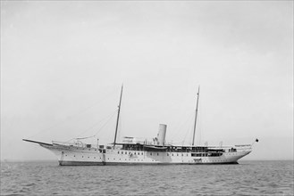 The steam yacht 'Honor' at anchor. Creator: Kirk & Sons of Cowes.