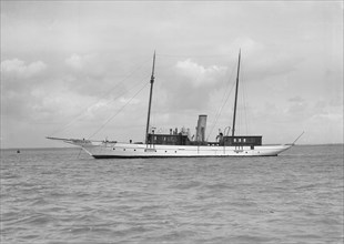 The steam yacht 'Irex' at anchor, 1912. Creator: Kirk & Sons of Cowes.