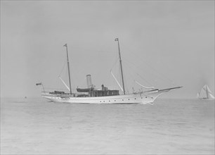 The steam yacht 'Branwyn' under way, 1911. Creator: Kirk & Sons of Cowes.