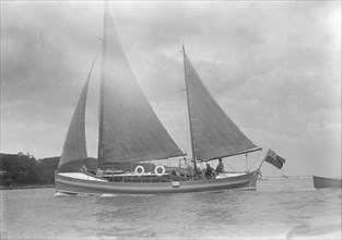 Unknown ketch under sail. Creator: Kirk & Sons of Cowes.