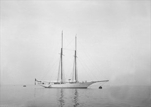 Schooner at anchor. Creator: Kirk & Sons of Cowes.