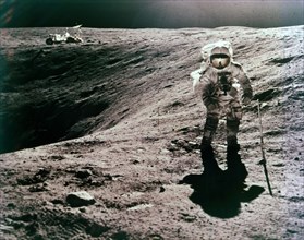 Astronaut Charles Duke at the Descartes landing site, Apollo 16 mission, April 1972. Creator: John Watts Young.