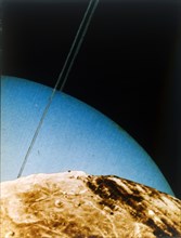 Uranus seen from Miranda, 1986. Creator: NASA.