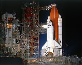 Space Shuttle 'Columbia' on launch pad, Kennedy Space Center, Florida, USA, March 1982. Creator: NASA.