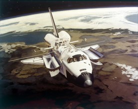 Space Shuttle Orbiter in flight, 1980s.  Creator: NASA.
