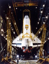 Shuttle in Vehicle Assembly Building, second Space Shuttle flight, 1981. Creator: NASA.