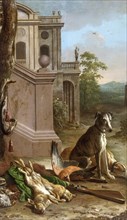 Dead game in a landscape, 1674. Creator: Melchior d'Hondecoeter.