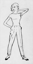 Woman in cigarette pants, c1950. Creator: Shirley Markham.