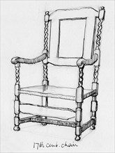 '17th century chair', c1760, (c1950). Creator: Shirley Markham.