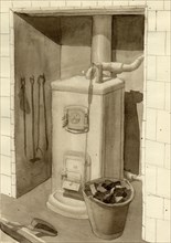 Coal stove, 1951. Creator: Shirley Markham.