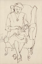 Woman sewing, c1950. Creator: Shirley Markham.