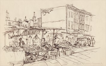 'Market, Queen's Crescent', c1950. Creator: Shirley Markham.