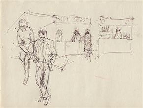Young men at a funfair, c1950. Creator: Shirley Markham.