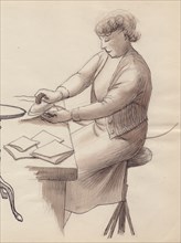 Woman ironing, 1951. Creator: Shirley Markham.