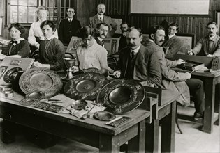 Men and women in tinsmithing and plating class, within 20 miles of Barry, before 19