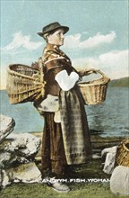 A fish woman from Llangwm, Pembrokeshire, c1900-1910.