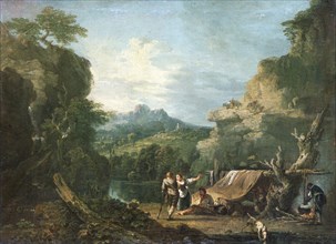 Landscape with banditti round a tent, 1752.