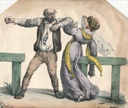 Man attacking a woman, 1855.