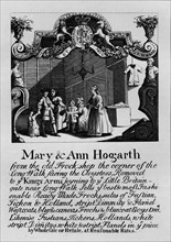 Trade card for Mary and Ann Hogarth's shop, 1807, (1827).