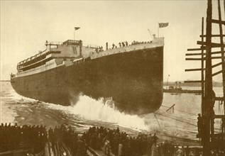 Launch of the "Orama" (Orient Line), 20,000 Tons', c1930.
