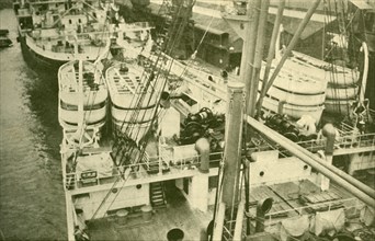 An Impressive Array of Boats Aboard the "Leviathan".', c1930.