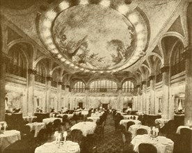 The Lavishly Decorated Main Dining Saloon of the "Leviathan".', c1930.