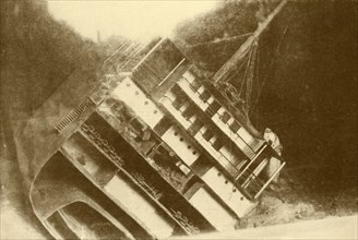 Model Showing The "Laurentic" As She Originally Lay, 120 Feet Below The Surface', c1930.