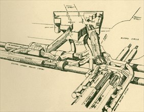 Diagram of New Tube Station at Oxford Circus', 1930.