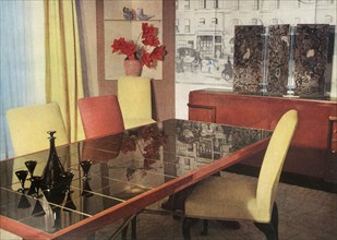 Dining-room in sang-de-boeuf lacquer, by Hayes Marshall for Fortnum & Mason Ltd., London', 1937.