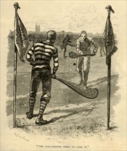 The Goal-Keeper Tries To Stop It.', 1881.