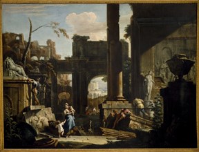 Perspective of ruins with figures, 1720s.