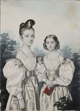 Portrait of Sisters Anna Petrovna (1822-1905) and Elena Petrovna (1824-1860) Ushakov, 1830s.