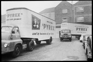 Delivery lorries, Wear Flint Glass Works, Alfred Street, Millfield, Sunderland, 1961