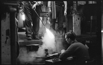 Glassblowing, Wear Flint Glass Works, Alfred Street, Millfield, Sunderland, 1961