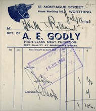Butcher's receipt, 1940.