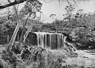 The Weeping Rock at Wentworth Falls, Blue Mountains, c1900.