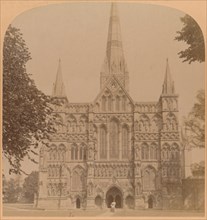 Northwest Façade of the great Gothic Cathedral of Salisbury (founded 1220), England', 1900.