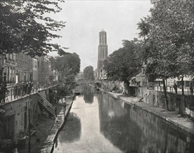 Old Canal and Dom Tower, Utrecht, Netherlands, 1895.