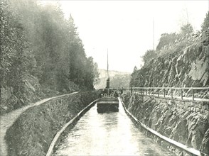 The Telemark Canal, heading towards Ulefoss, Norway, 1895.