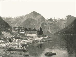 View on the Fjaerlandsfjorden, Sogn, Norway, 1895.
