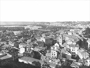 General view of the city of Genoa, Italy, 1895.